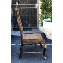 Black Gold Chinese Chippendale Chinoiserie Decorated Side Chair - 1622120