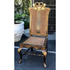 Black Gold Chinese Chippendale Chinoiserie Decorated Side Chair - 1622125