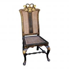 Black Gold Chinese Chippendale Chinoiserie Decorated Side Chair - 1622129