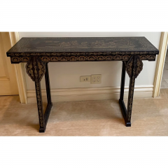 Black Gold Chinoiserie Ming Style Chinese Console Table - 2850115