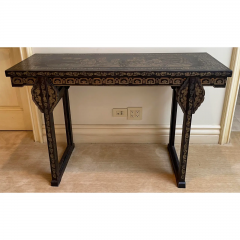 Black Gold Chinoiserie Ming Style Chinese Console Table - 2850120