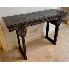 Black Gold Chinoiserie Ming Style Chinese Console Table - 2850138