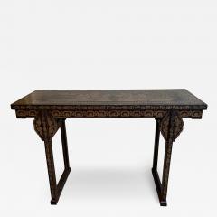 Black Gold Chinoiserie Ming Style Chinese Console Table - 2854010