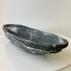 Black Grey and White Patterned and Textured Oblong Bowl by Aram C - 4570714