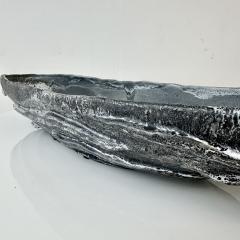 Black Grey and White Patterned and Textured Oblong Bowl by Aram C - 4570716