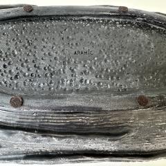Black Grey and White Patterned and Textured Oblong Bowl by Aram C - 4570723