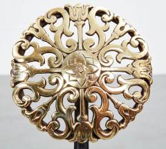 Black Iron Andirons with Brass Rosettes - 3570637
