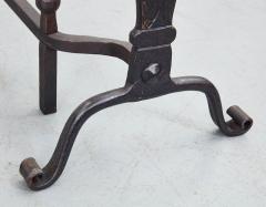 Black Iron Andirons with Brass Rosettes - 3570643