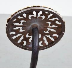 Black Iron Andirons with Brass Rosettes - 3570645