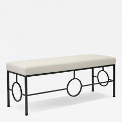 Black Iron Bench With Upholstered Seat - 3884956