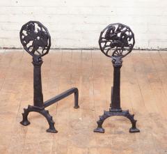 Black Iron Deco Andirons - 3079106