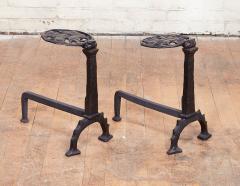 Black Iron Deco Andirons - 3079108