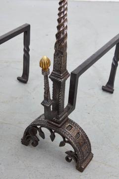Black Iron and Brass Andirons - 3460282