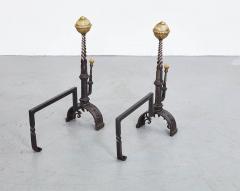 Black Iron and Brass Andirons - 3460286