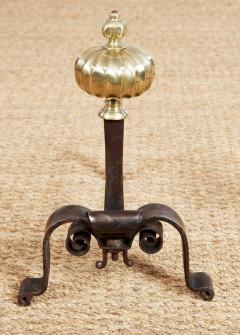 Black Iron and Brass Onion Finial Andirons - 3926374