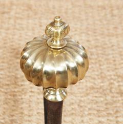 Black Iron and Brass Onion Finial Andirons - 3926377