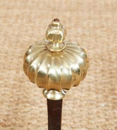 Black Iron and Brass Onion Finial Andirons - 3926378