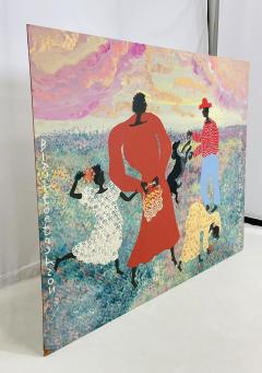 Black Joe Jackson Folk Art Painting by Black Joe Jackson Titled We Be Pickn Sum Flars US 1960s - 4163374