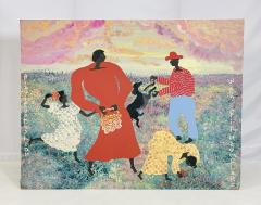 Black Joe Jackson Folk Art Painting by Black Joe Jackson Titled We Be Pickn Sum Flars US 1960s - 4163375