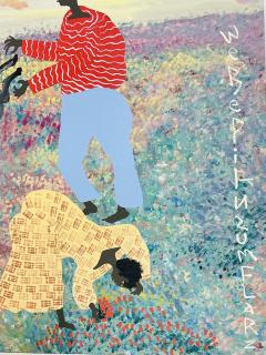Black Joe Jackson Folk Art Painting by Black Joe Jackson Titled We Be Pickn Sum Flars US 1960s - 4163380