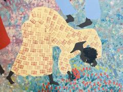 Black Joe Jackson Folk Art Painting by Black Joe Jackson Titled We Be Pickn Sum Flars US 1960s - 4163384