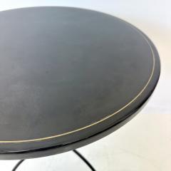 Black Lacquer Accent Side Table with Brass Inlay  - 4693247