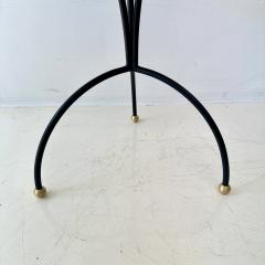 Black Lacquer Accent Side Table with Brass Inlay  - 4693249