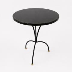 Black Lacquer Accent Side Table with Brass Inlay  - 4693418