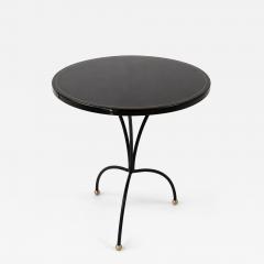 Black Lacquer Accent Side Table with Brass Inlay  - 4693456