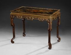 Black Lacquer Gilt Chinoiserie Decorated Center Console Table - 4703324