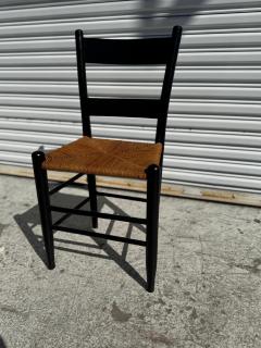 Black Lacquer Rush Bottom seat Ladderback side chair - 4359988