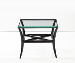 Black Lacquer Wood Base and Glass Top Square Cocktail Table 1950 Italy - 2742978