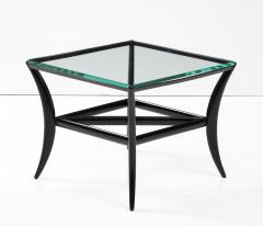 Black Lacquer Wood Base and Glass Top Square Cocktail Table 1950 Italy - 2742979