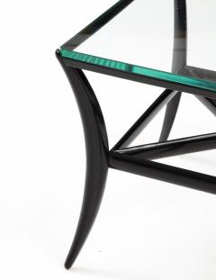 Black Lacquer Wood Base and Glass Top Square Cocktail Table 1950 Italy - 2742981