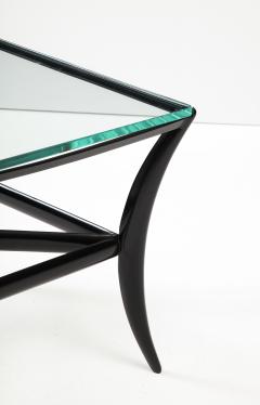 Black Lacquer Wood Base and Glass Top Square Cocktail Table 1950 Italy - 2742982