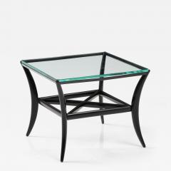 Black Lacquer Wood Base and Glass Top Square Cocktail Table 1950 Italy - 2747812