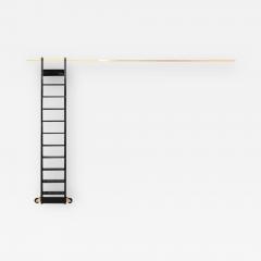 Black Lacquered Book Case Ladder on Brass Rail - 443955