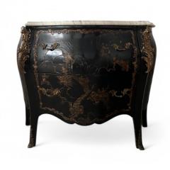 Black Lacquered Chest of Drawers Louis XV Style - 4224655