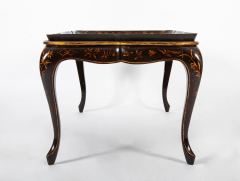 Black Lacquered Chinoiserie Scalloped Tray on Stand - 3735657