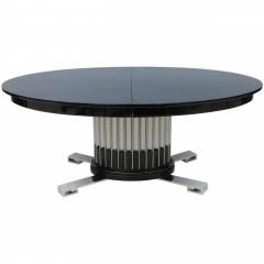 Black Lacquered Chrome and Silver Leaf Extension Dining Table by Paul Frankl - 4171724