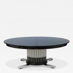 Black Lacquered Chrome and Silver Leaf Extension Dining Table by Paul Frankl - 4198978