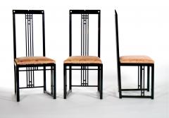 Black Lacquered Frame Upholstered Dining Chair Set 10 - 3049872