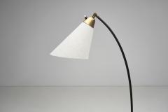 Black Lacquered Metal and Brass Floor Lamp Denmark 1950s - 4433373