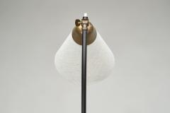 Black Lacquered Metal and Brass Floor Lamp Denmark 1950s - 4433375