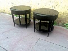 Black Lacquered Pair of Two Tier Side Tables - 375597