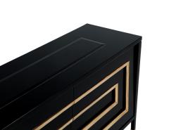 Black Lacquered Sideboard Cabinet with Gold Leaf Detailing - 4425677