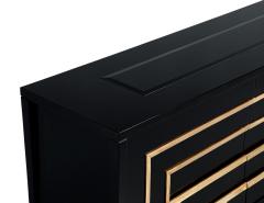 Black Lacquered Sideboard Cabinet with Gold Leaf Detailing - 4425680