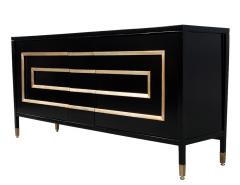 Black Lacquered Sideboard Cabinet with Gold Leaf Detailing - 4425683