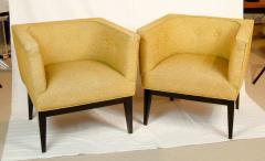 Black Lacquered Square Back Club Chairs - 3666013