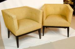 Black Lacquered Square Back Club Chairs - 3666014